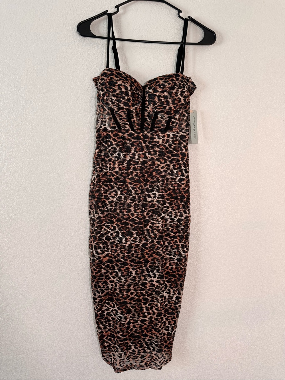 Derek Heart Brown and Black Leopard Bodycon Midi Dress
